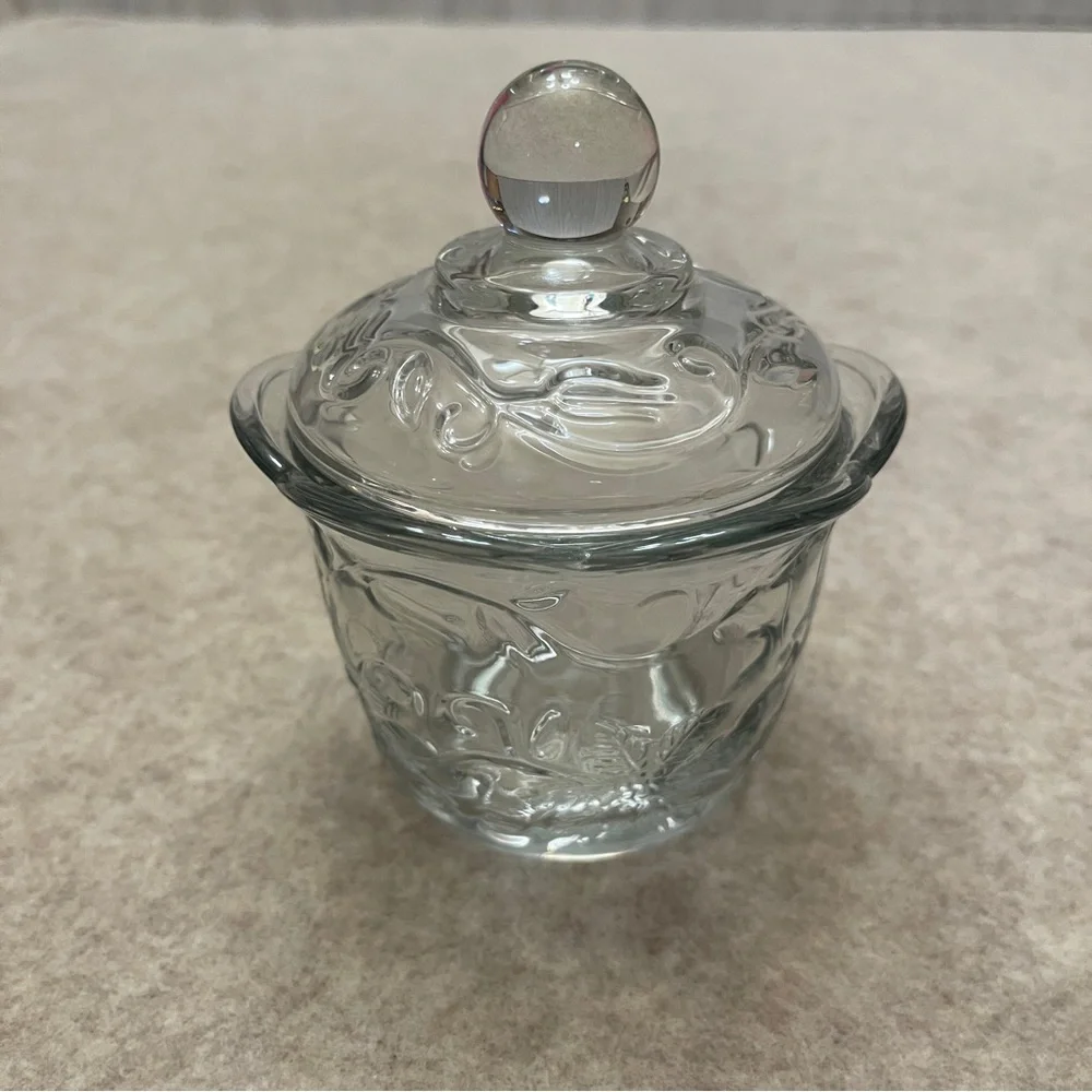 Princess House Vintage Fantasia Crystal Clear Creamer & Sugar Bowl with Lid Set